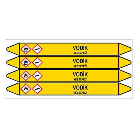 Značení potrubí, vodík,4 ks, 250 × 26 mm